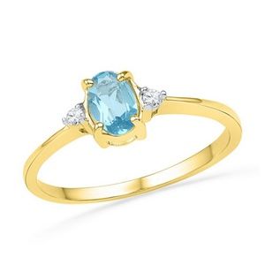 10k gold blue topaz and diamond ring